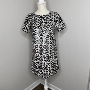 Gianni Bini Black and White Sequin Mini Dress